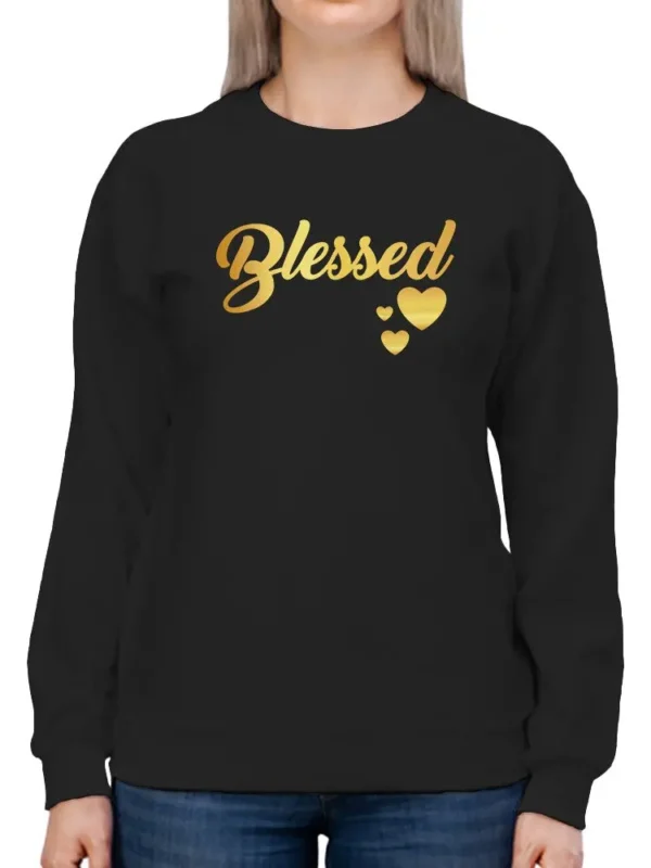 Blessed Title In Golden Font Sweatshirt Women's -GoatDeals Designs - Image 5