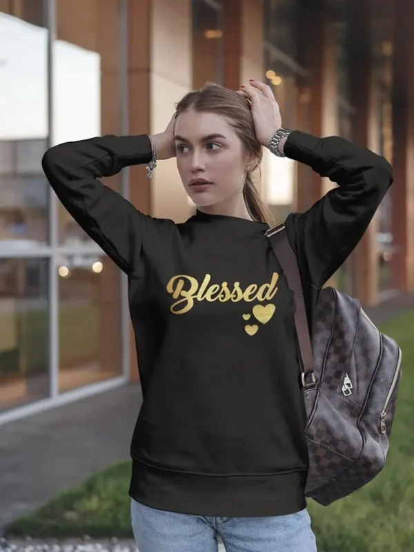 Blessed Title In Golden Font Sweatshirt Women's -GoatDeals Designs - Image 2